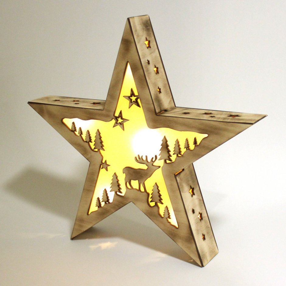 Светильник звезда из дерева