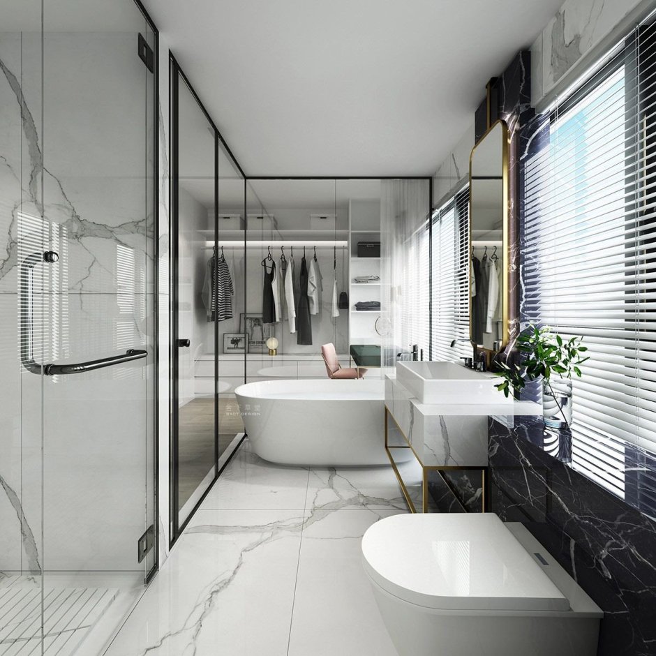 Bathroom Design with Glass Walls