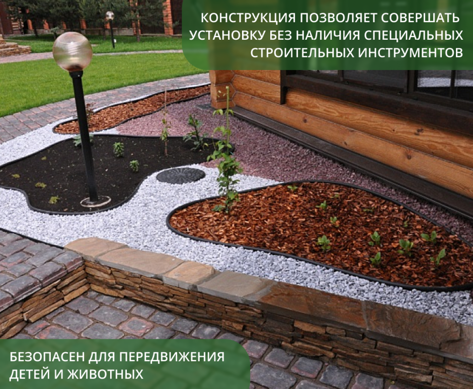 Бордюр kanta SP Б-1000.10.02-ПП пластиковый черный