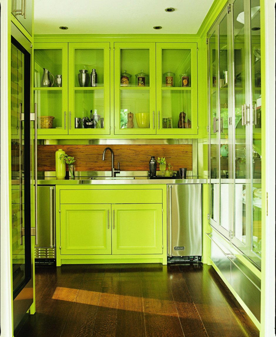 Зеленые шкафы для кухни