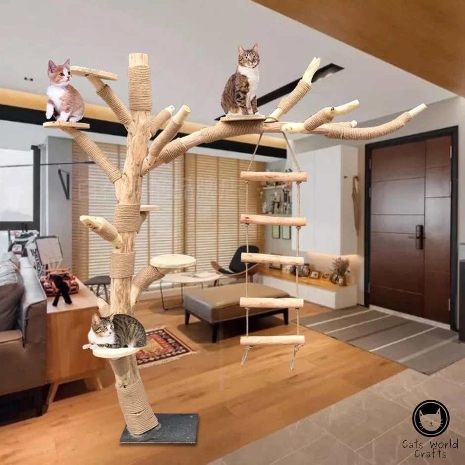 Wooden Cat Tree Tower