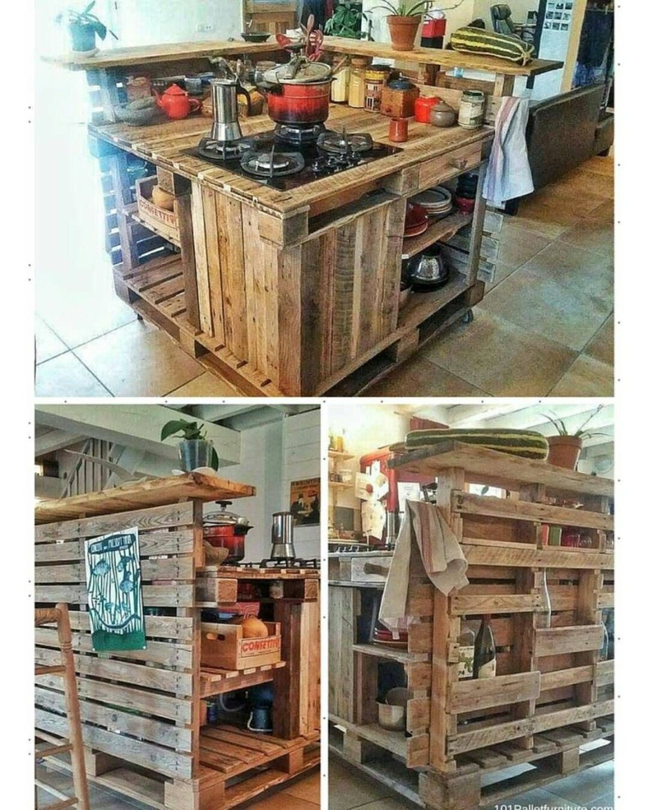 Кухонная мебель из поддонов для дачи своими