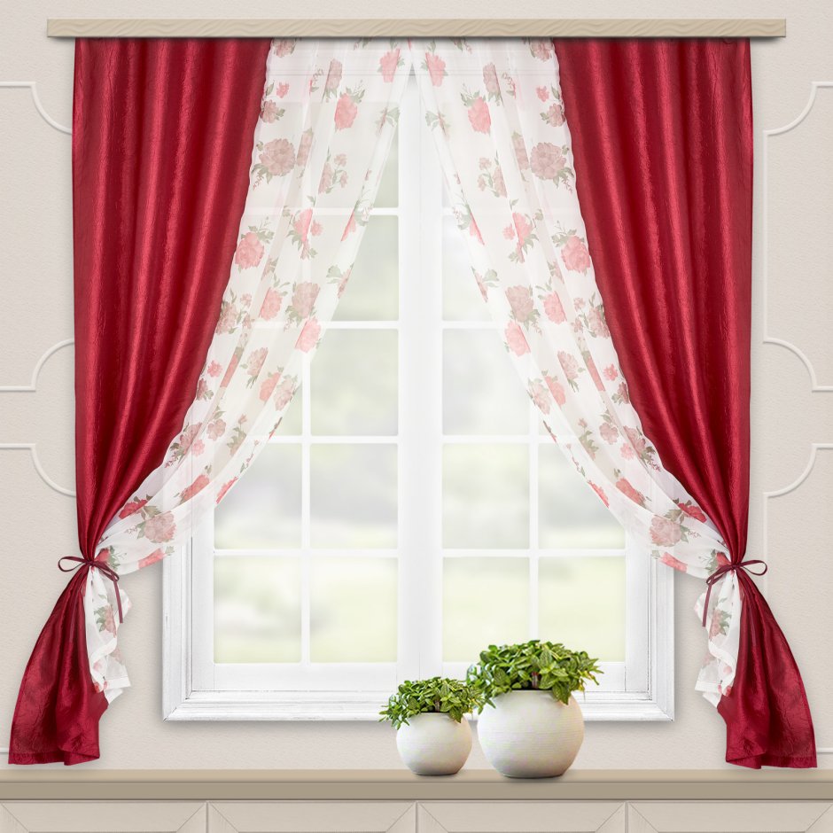 Комплект штор WITERRA жатка-Комби, 160 см x 270 см красный