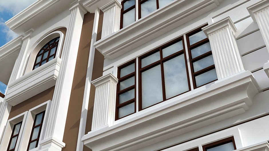 Монтаж декоративных элементов фасада