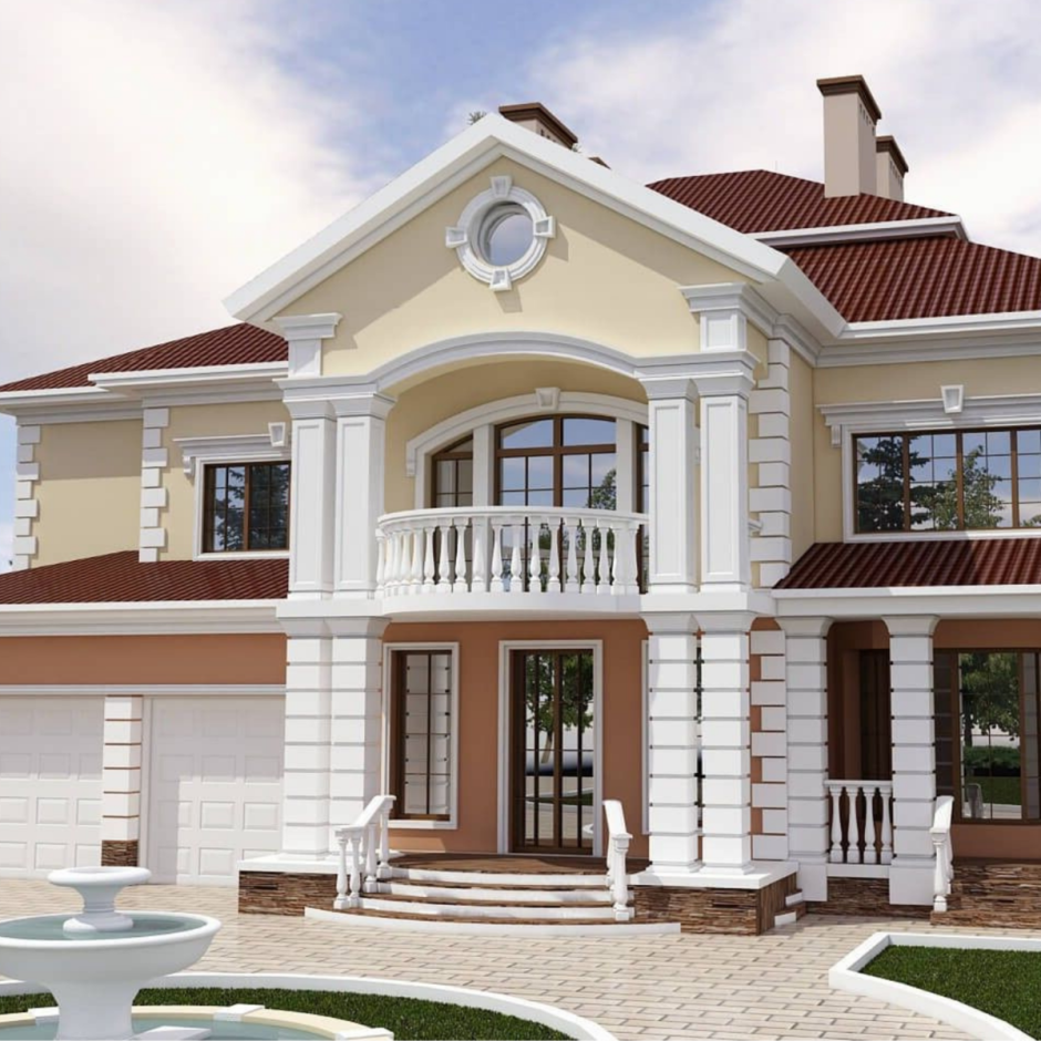 Лепнина на фасаде загородного дома