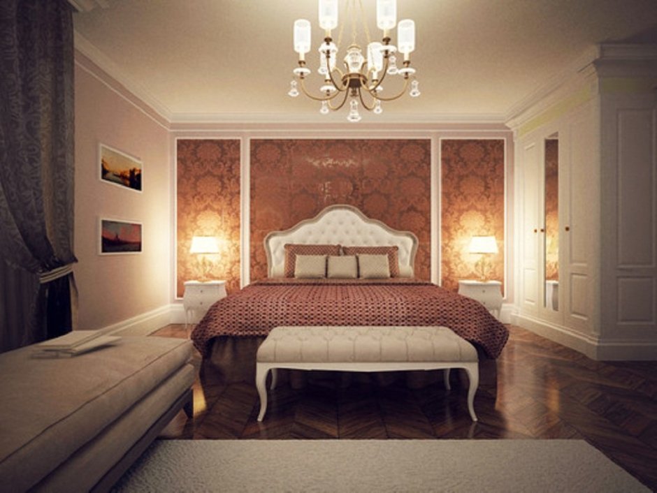 Шикарная спальня в классическом стиле темная