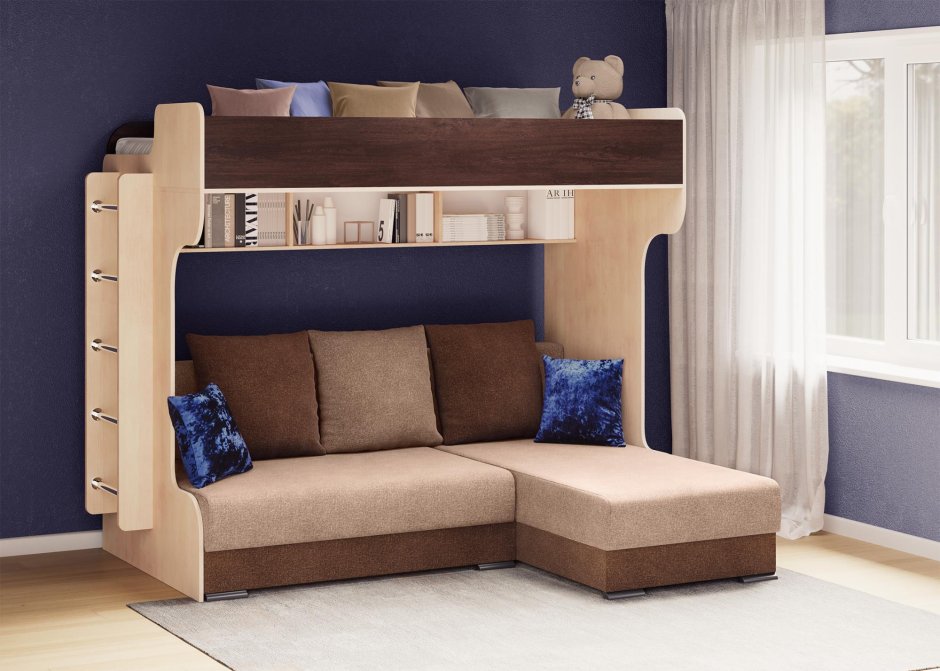 Двухъярусная кровать с угловым диваном