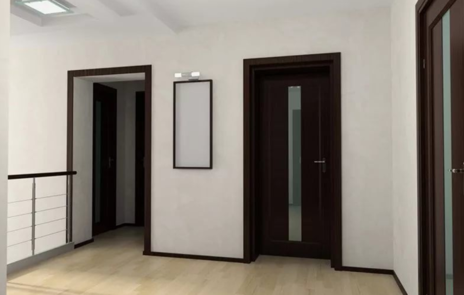 Светлый ламинат и темные двери