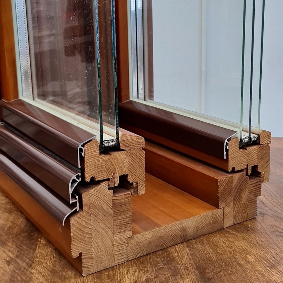 Двухрамное окно деревянное Twin line