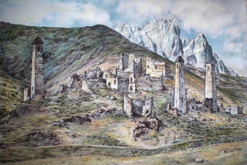 Горы и башни Ингушетии картины