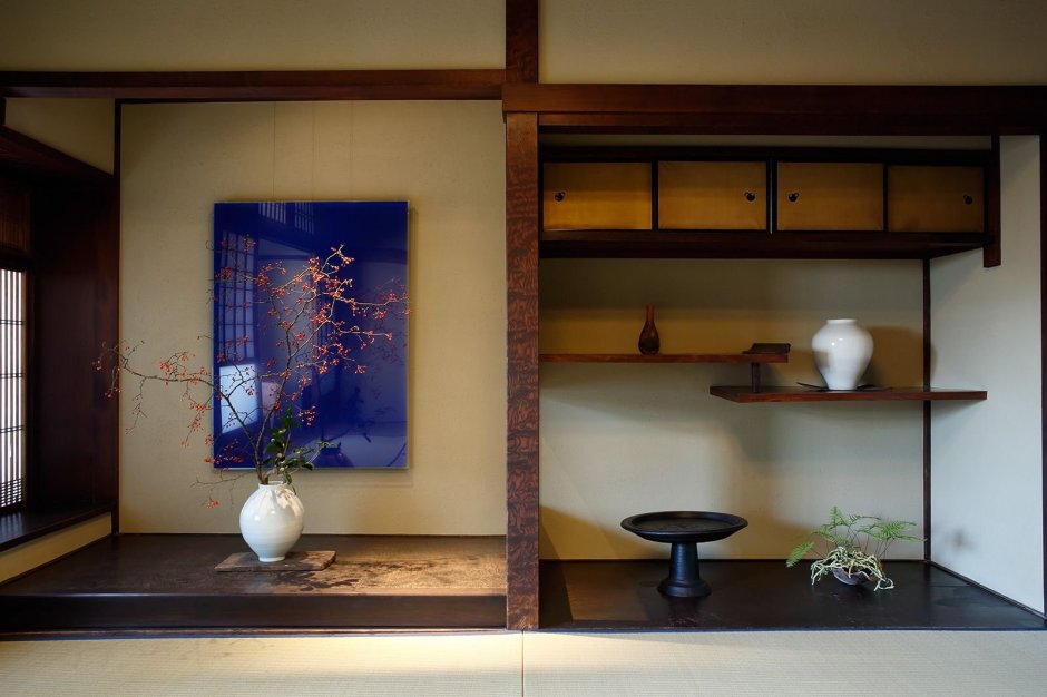 Японский стиль столик со светильником