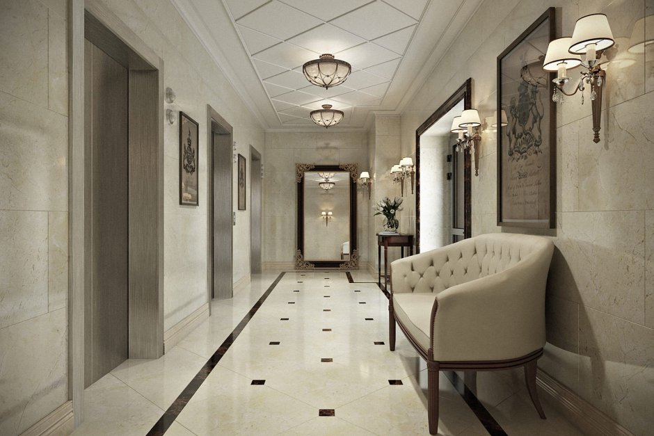 Лифтовой Холл гостинице в стиле классика