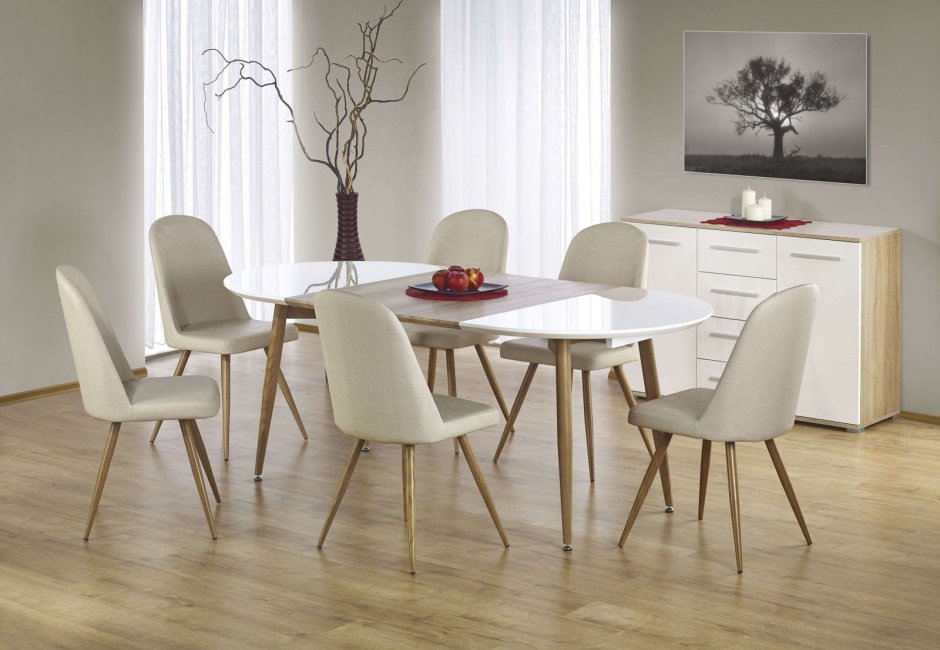 Обеденный стол Halmar Edward 120-200x100 (белый/дуб медовый)