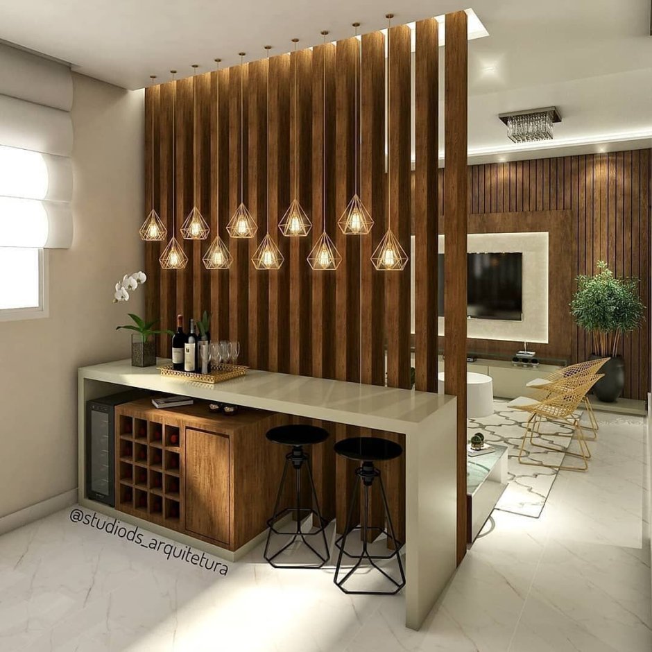 Перегородка из реек для зонирования