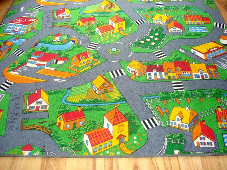 Ковер детский коврик 250x200 2,5x2, город, деревня