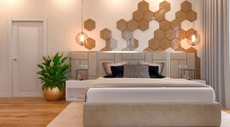 Деревянные стеновые панели 3d Hexagon