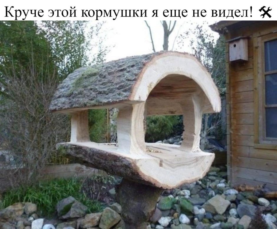 Кормушка для птиц из бревна