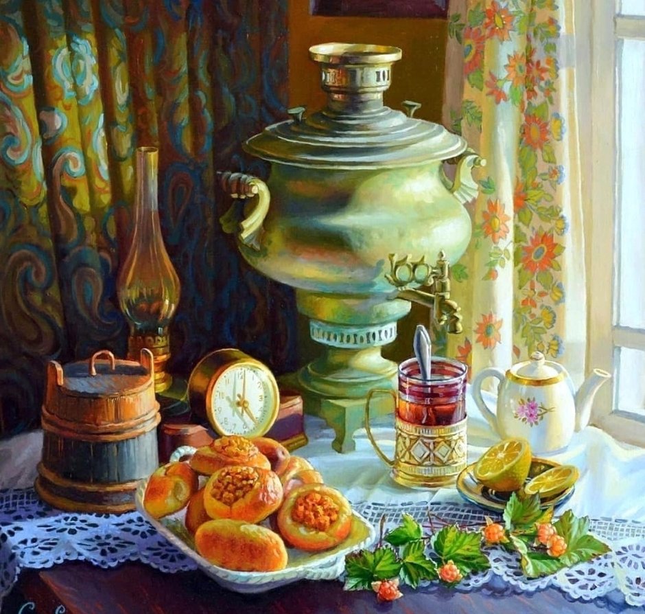 Художник Сергей Андрияка картины с самоваром
