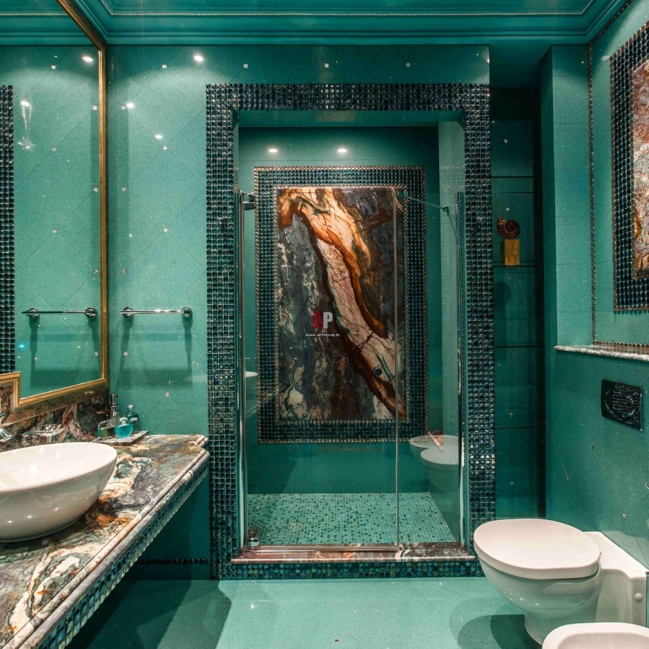 Ванная комната в стиле малахит