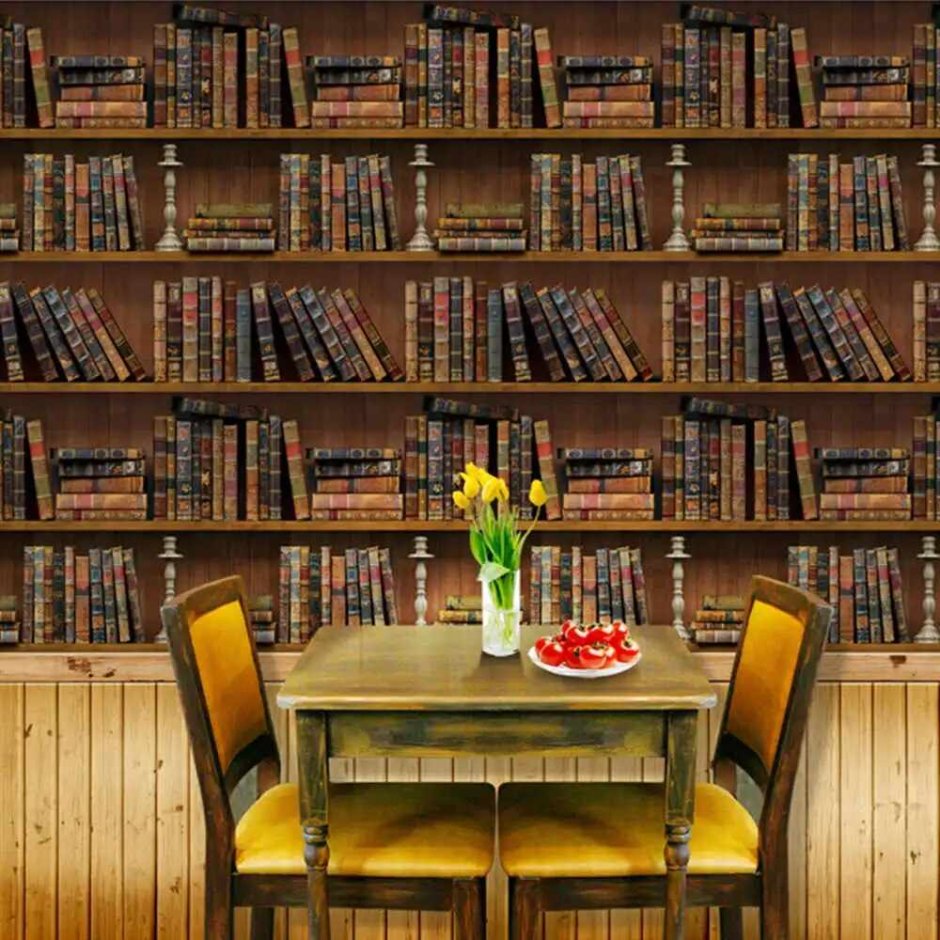 Книжный шкаф с книгами