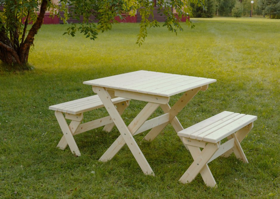 Комплект садовой мебели (стол+2 скамейки) пластик HDPE