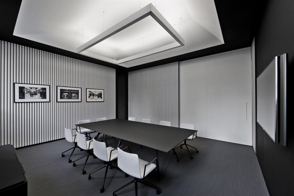 Офис черно белый интерьер