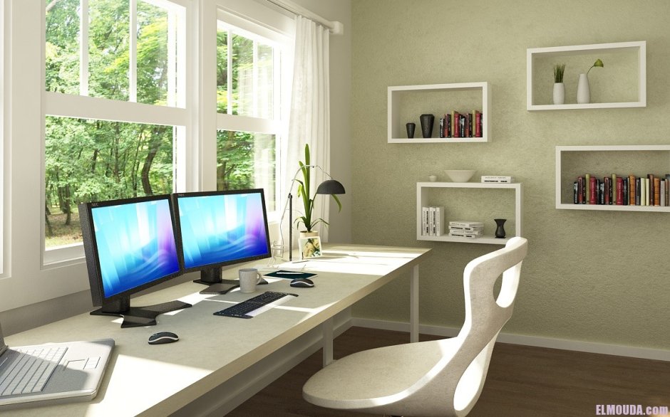 Зеленые стены для домашнего офиса