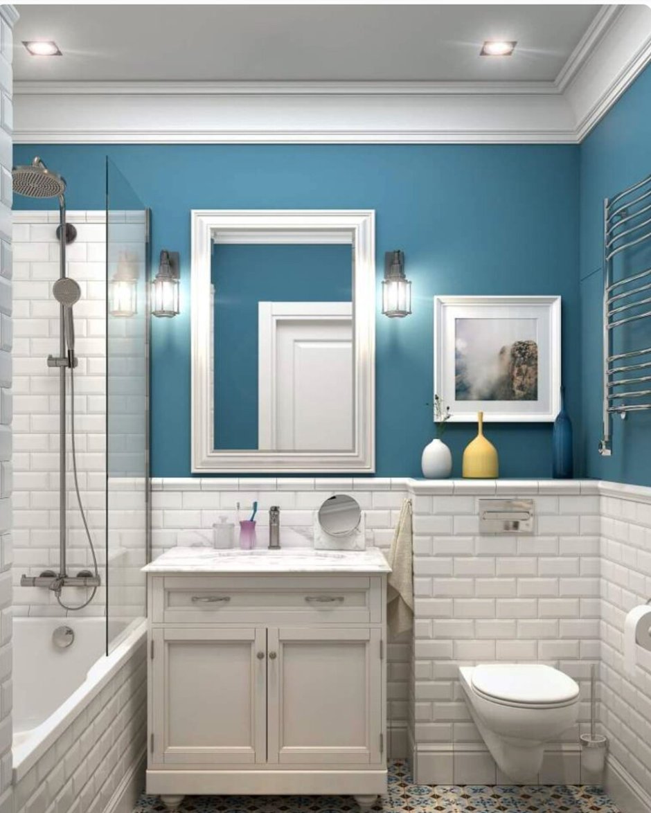 Плитка и покраска стен в ванной
