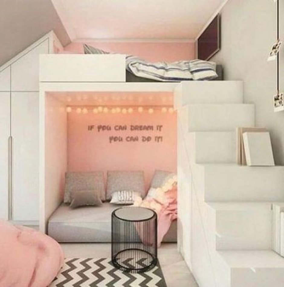 Комната мечты для подростка девочки с двух этажным кроватем