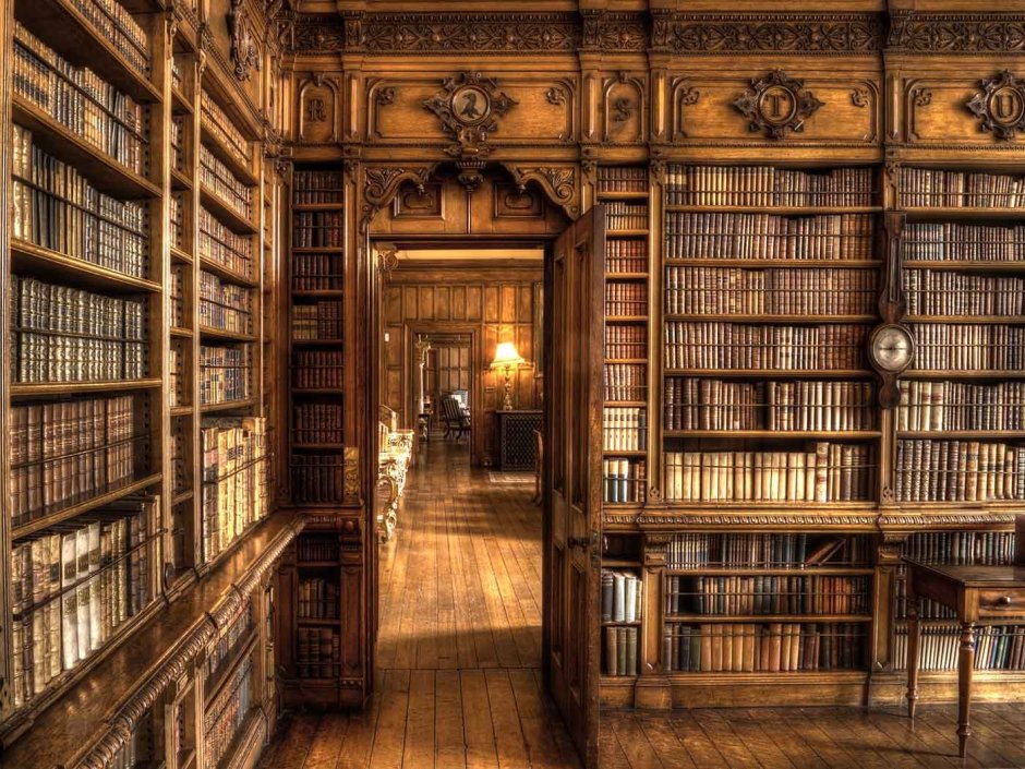 Комната с книжными полками арт