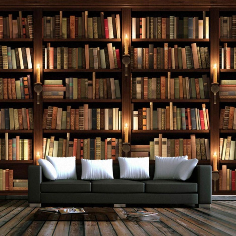 Гостиная с книжными полками