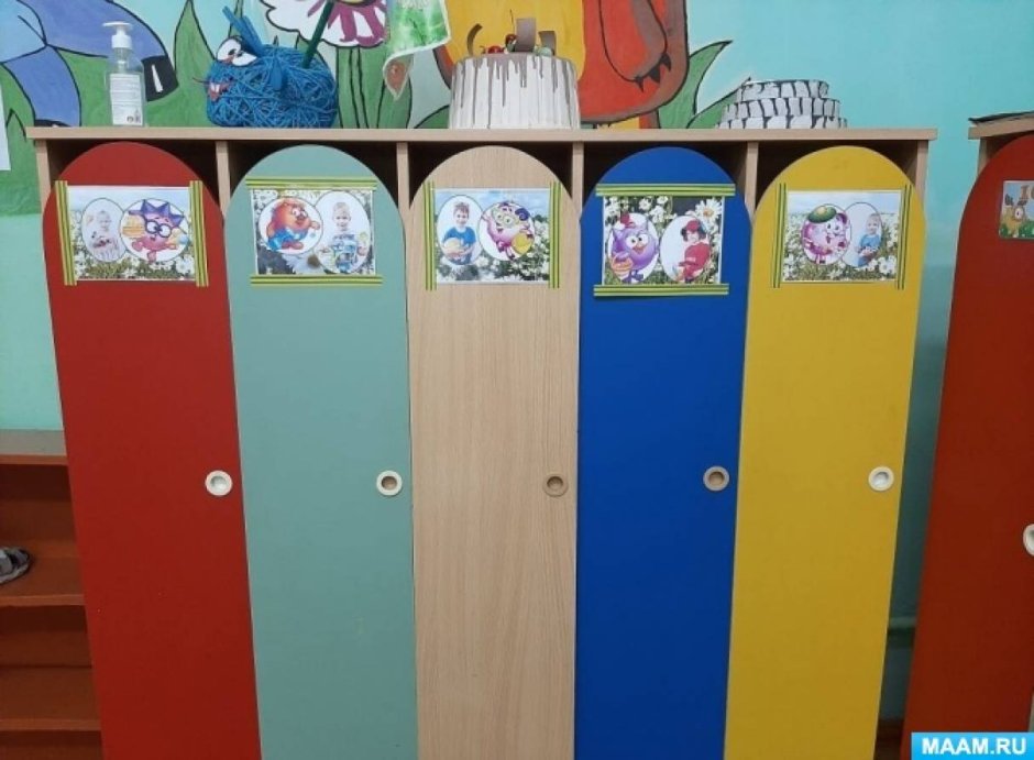 Оформление шкафчиков в детском саду в раздевалке
