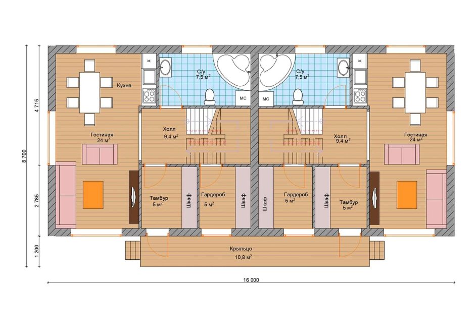 Проект каркасного дуплекса