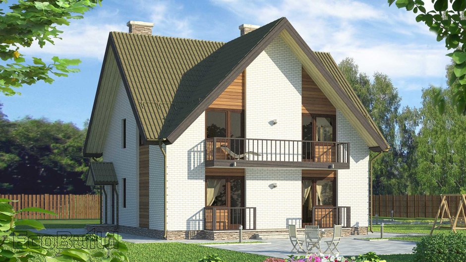 Дом с мансардой и балконом 120кв