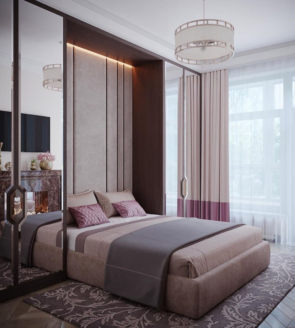 Кровать со шкафами по бокам