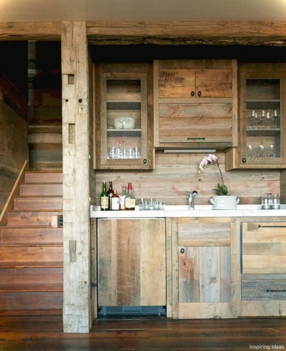 Кухня из деревянных досок