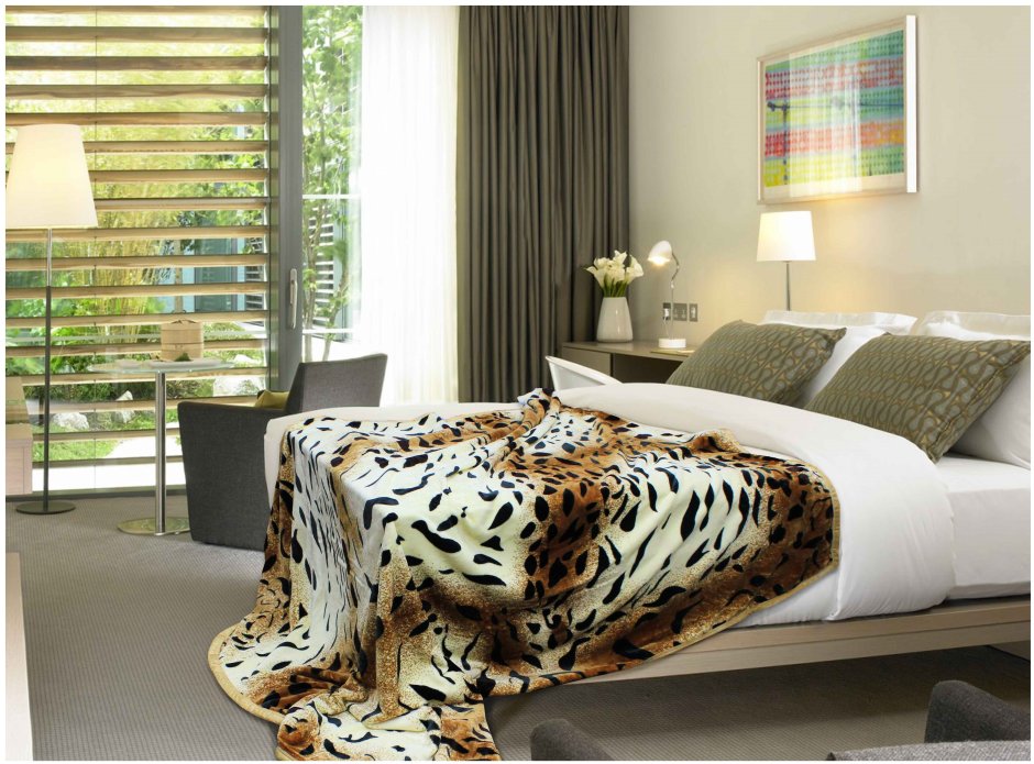 Плед Hongda Textile леопард бежевый, 200 x 220 см
