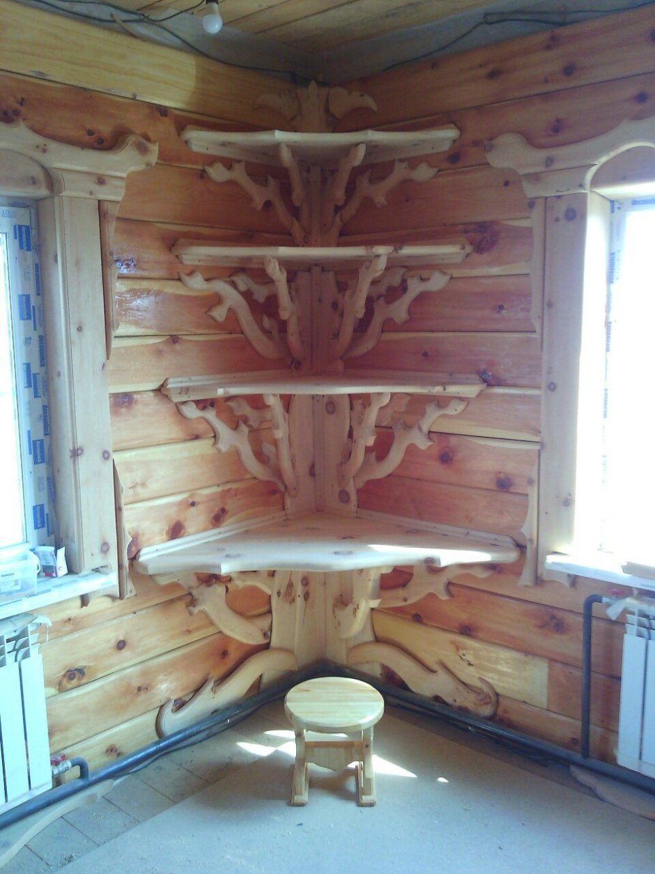 Угловая полка в предбанник