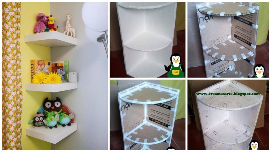 Угловая полочка из коробки