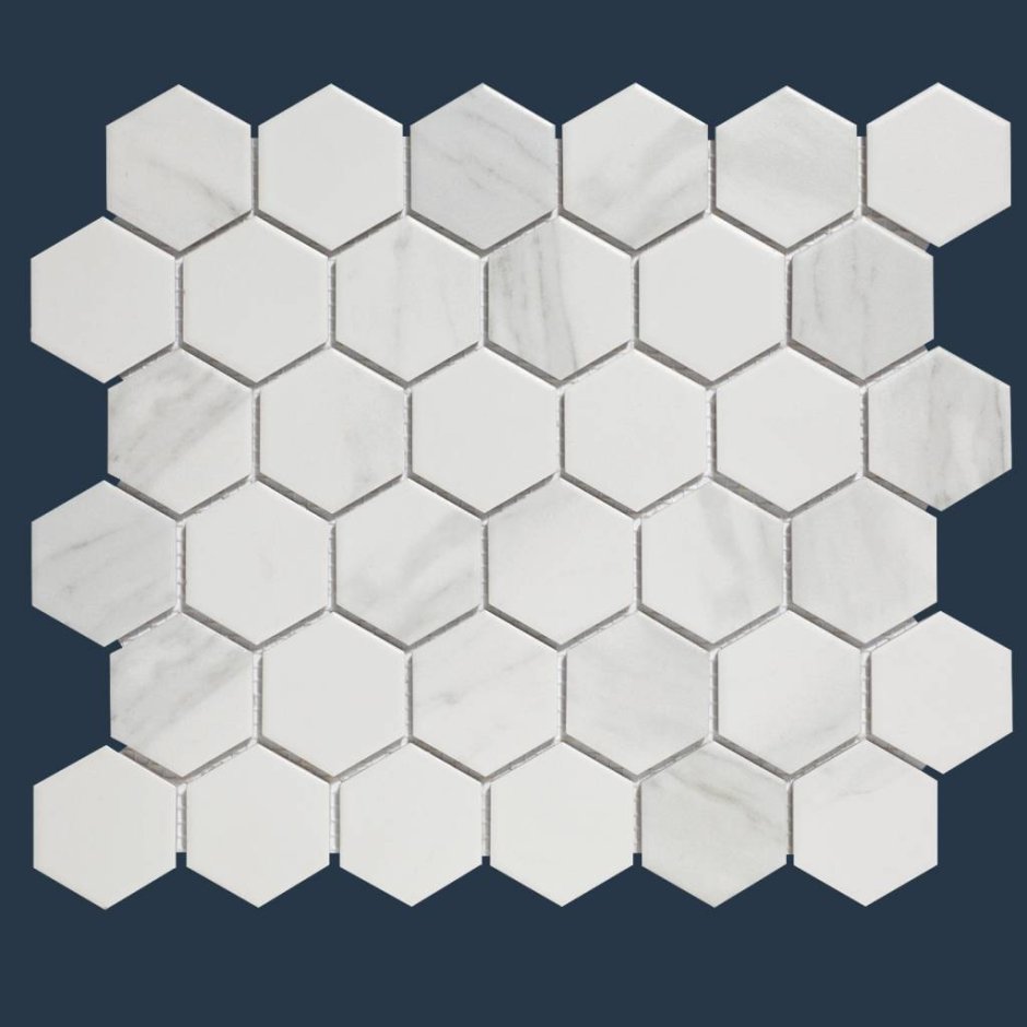 Hexagon White Glass 30 30