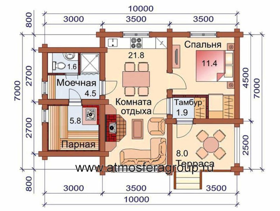 Дом баня 10х10 одноэтажный проекты