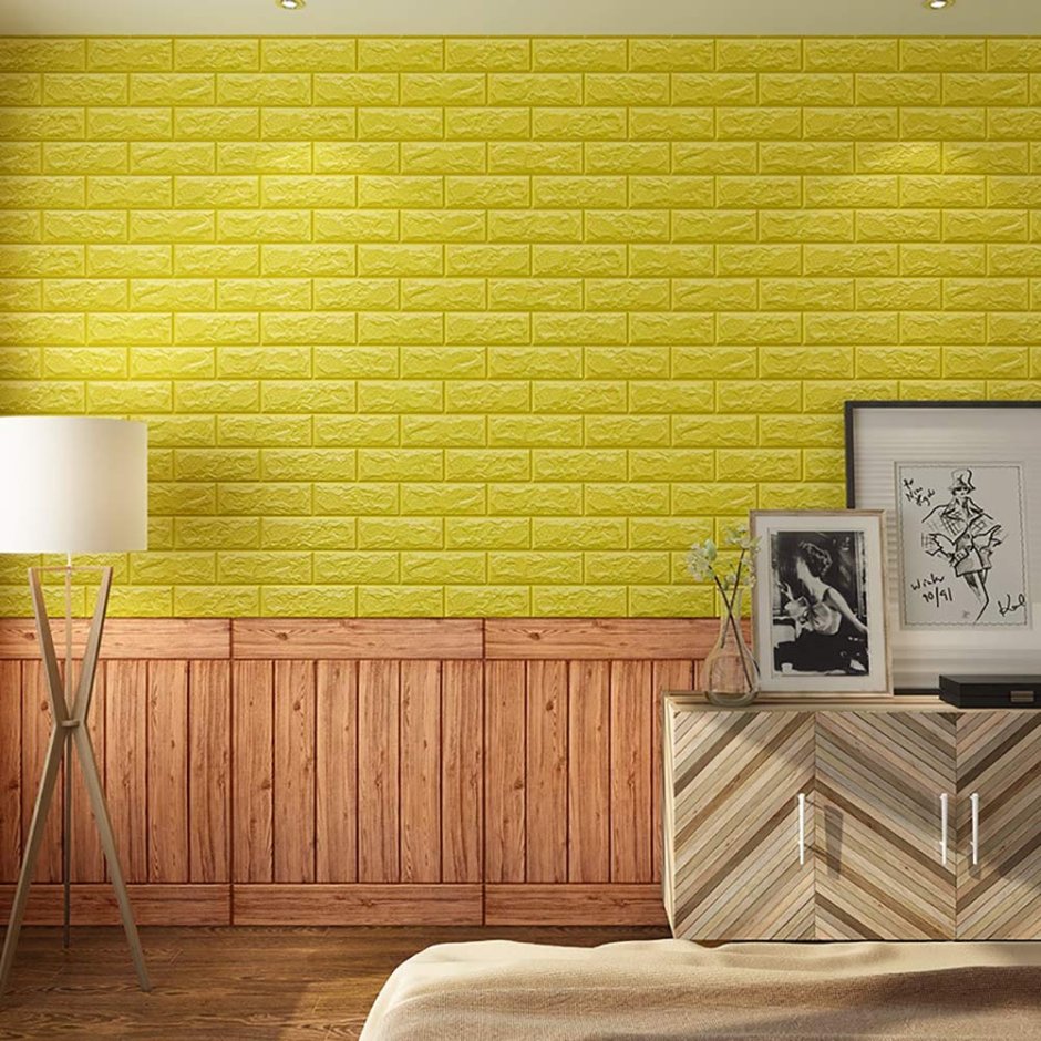 Панель самоклеющаяся 3d 700х770х3 мм кирпич желтый; Stardeco
