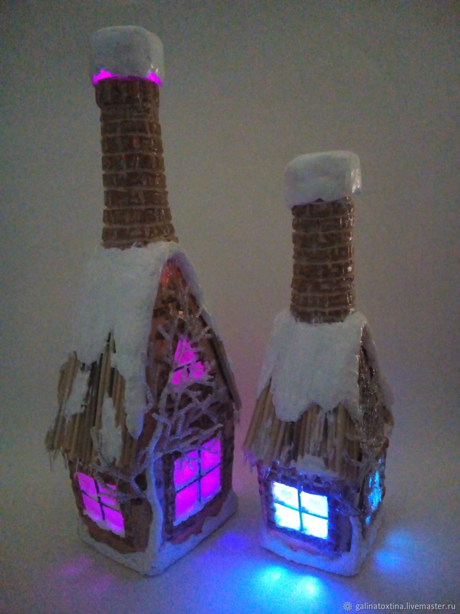 Домик светильник из бутылки