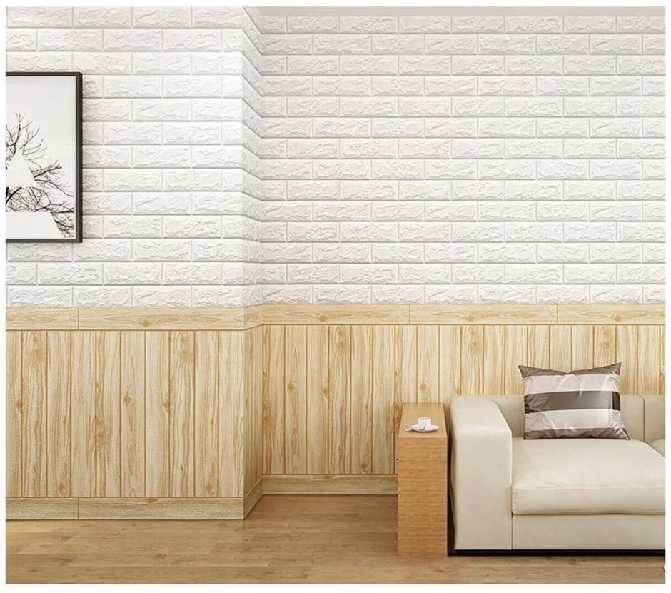 Панель 3d cамоклеющиеся 700*770*4мм "кирпич бежевый" (Brick Beige)