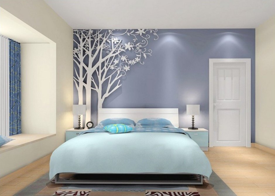 Варианты покраски стен в спальне