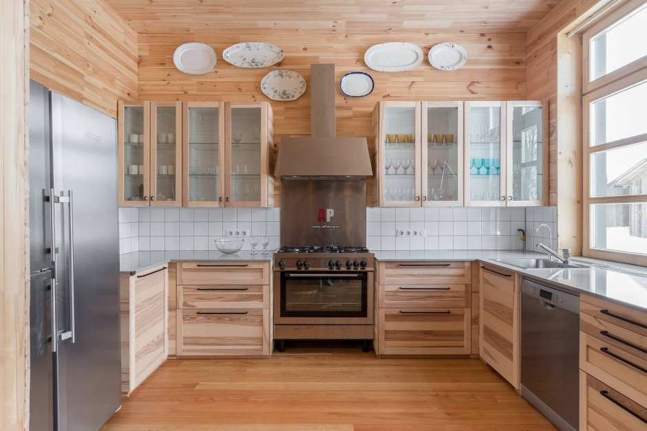 Кухня икеа в деревянном доме
