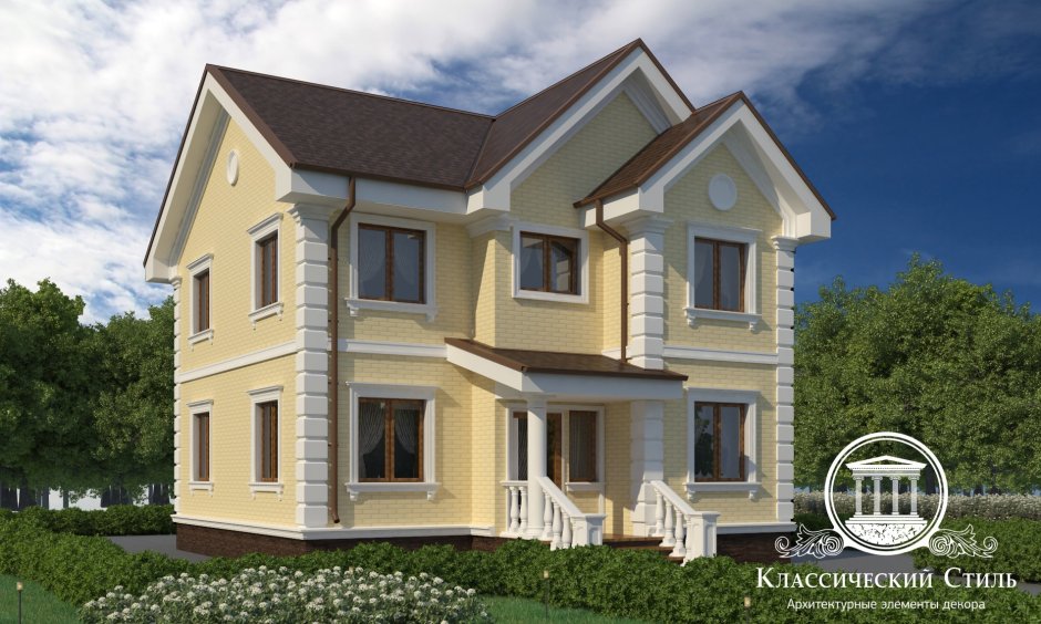 Двухэтажный дом в классическом стиле 10*10