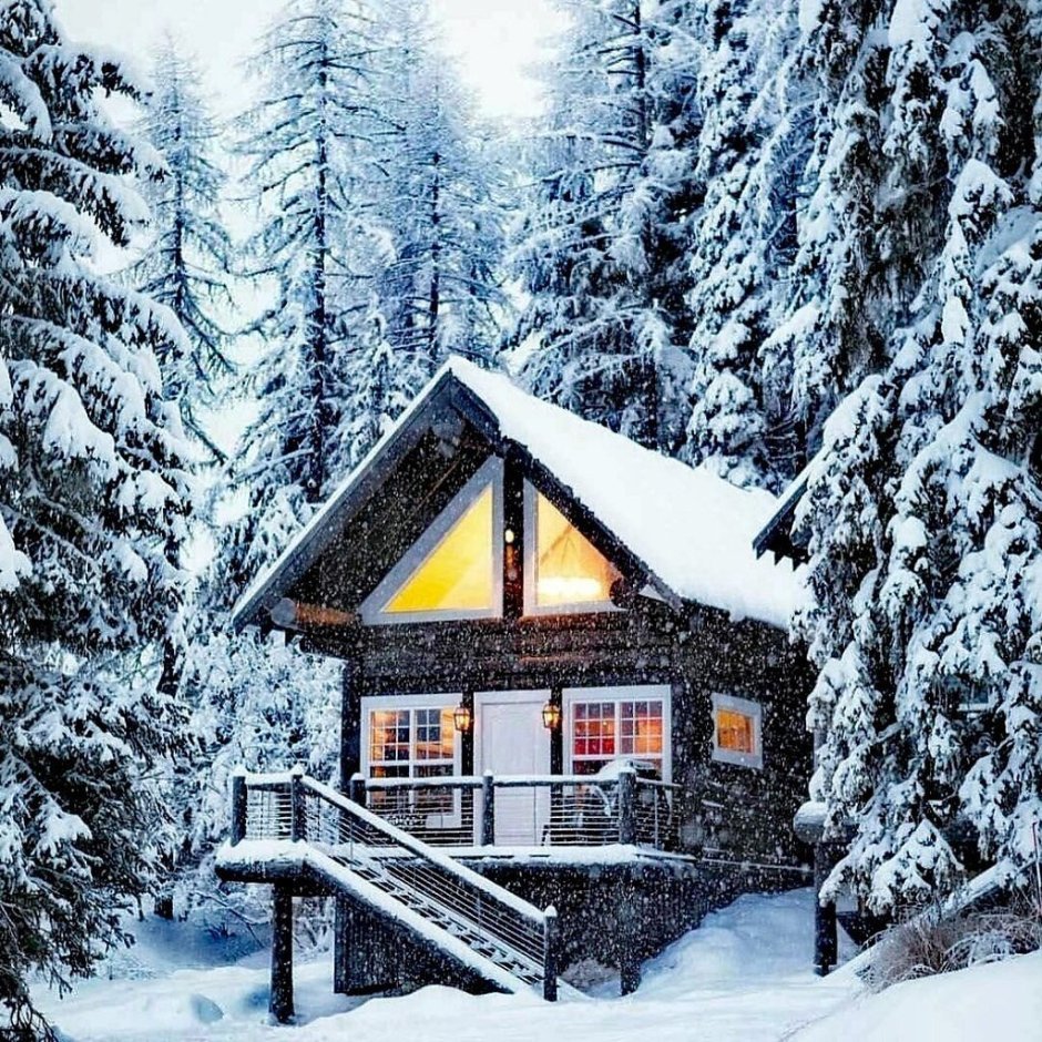 Зимний дом в лесу