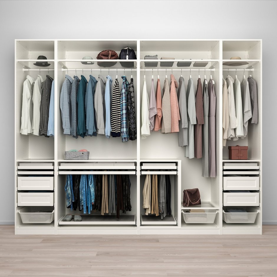 ПАКС / ТИССЕДАЛЬ гардероб, комбинация, белый/белый300x60x236 см