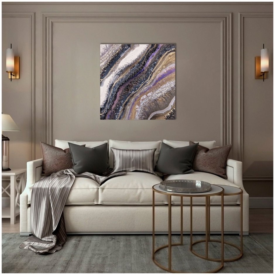 Молдинги в интерьере гостиной в современном стиле